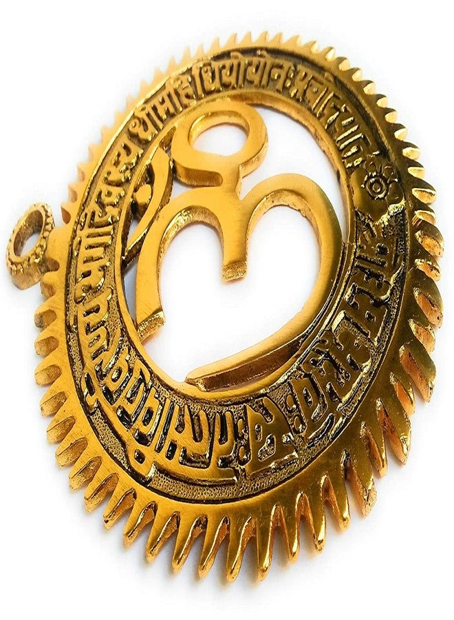 Skywalk Hand Crafted Metal Brass Wall Hanging Om With Gayatri Mantra,Decorative Brass Om Religious Wall Hanging, 6 Inch - Image 2